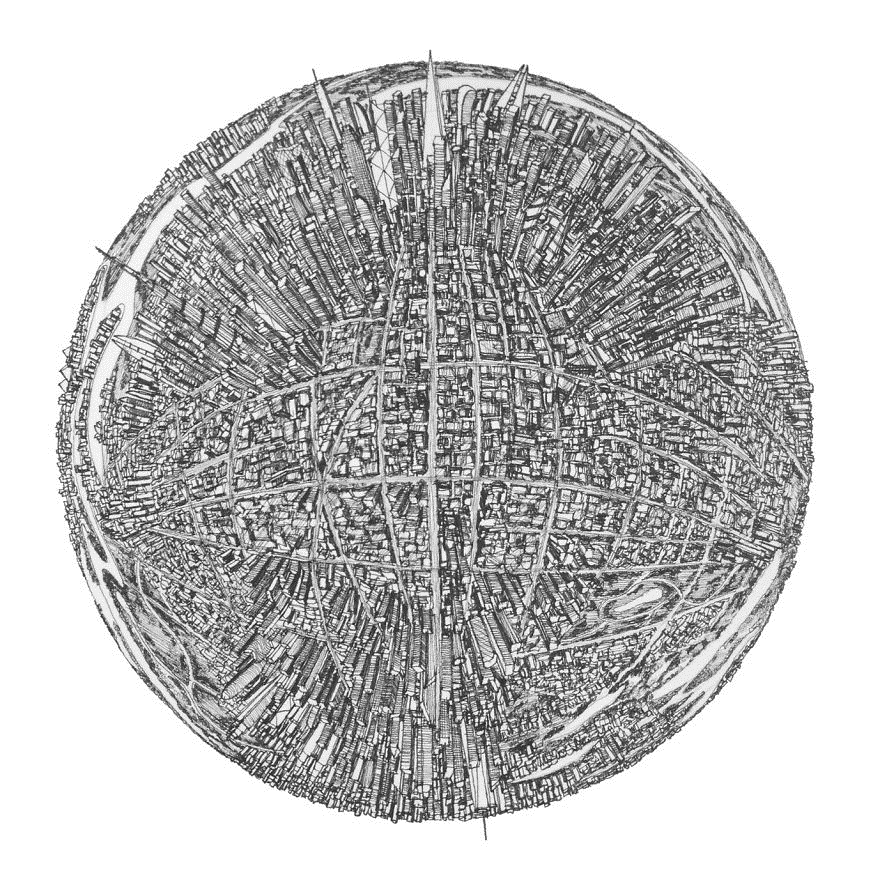 880x880 The Architect Who Illustrates Cities As Redoubtable Death Stars - Death Star Sketch