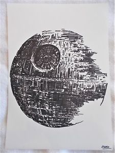 225x300 A4 Art Marker Pen Sketch Drawing The Death Star From Star Wars - Death Star Sketch