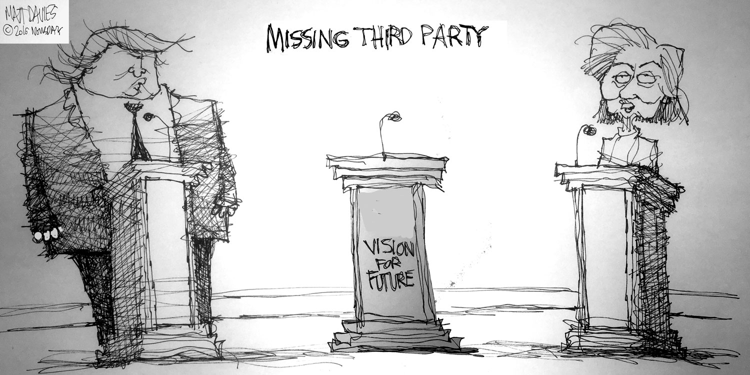 1500x750 Matt Davies Draws As Hillary Clinton And Donald Trump Debate Newsday - Debate Sketch