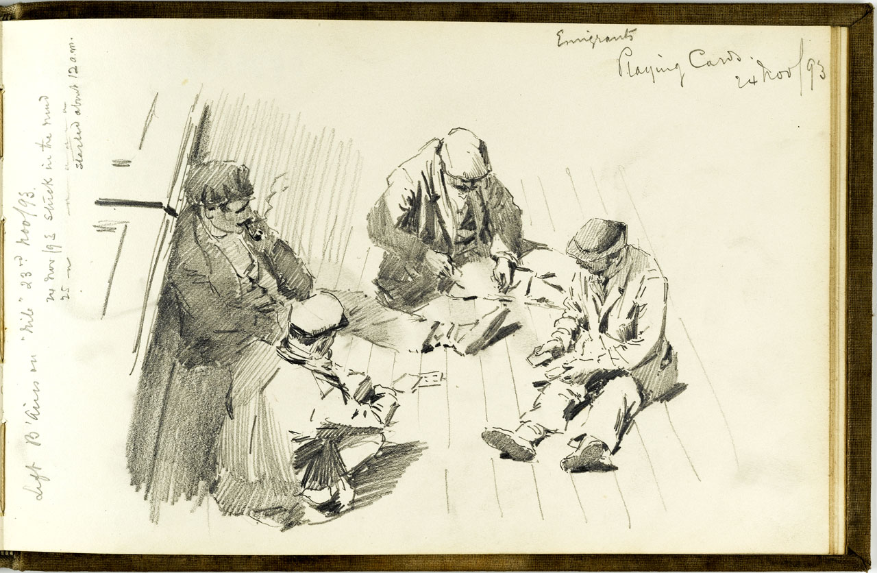 1280x836 Sketch Of Emigrants Playing Cards On The Deck Of The Nile 1893 (On - Deck Of Cards Sketch