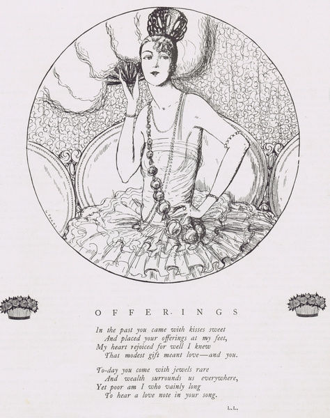 474x600 Art Deco Sketch Entitled Offerings By G. Peres, 1921 - Deco Sketch