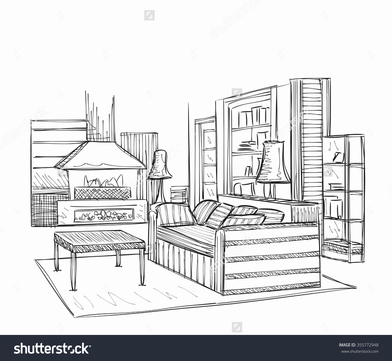 1500x1384 Room Sketch Sketch A Room Design Decoration - Decoration Sketch