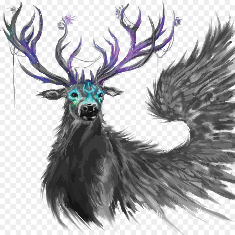 900x900 Reindeer Red Deer Antler Drawing - Deer Antler Sketch