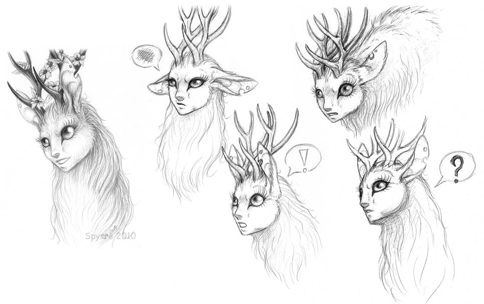 964x606 Drawings The Endless Forest - Deer Face Sketch