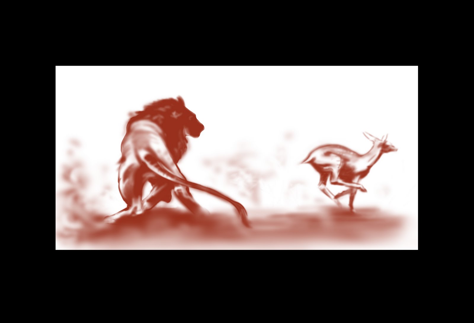 1600x1091 Animation Amp Illustration... Movement Sketch Lion Hunting Deer - Deer Hunting Sketch