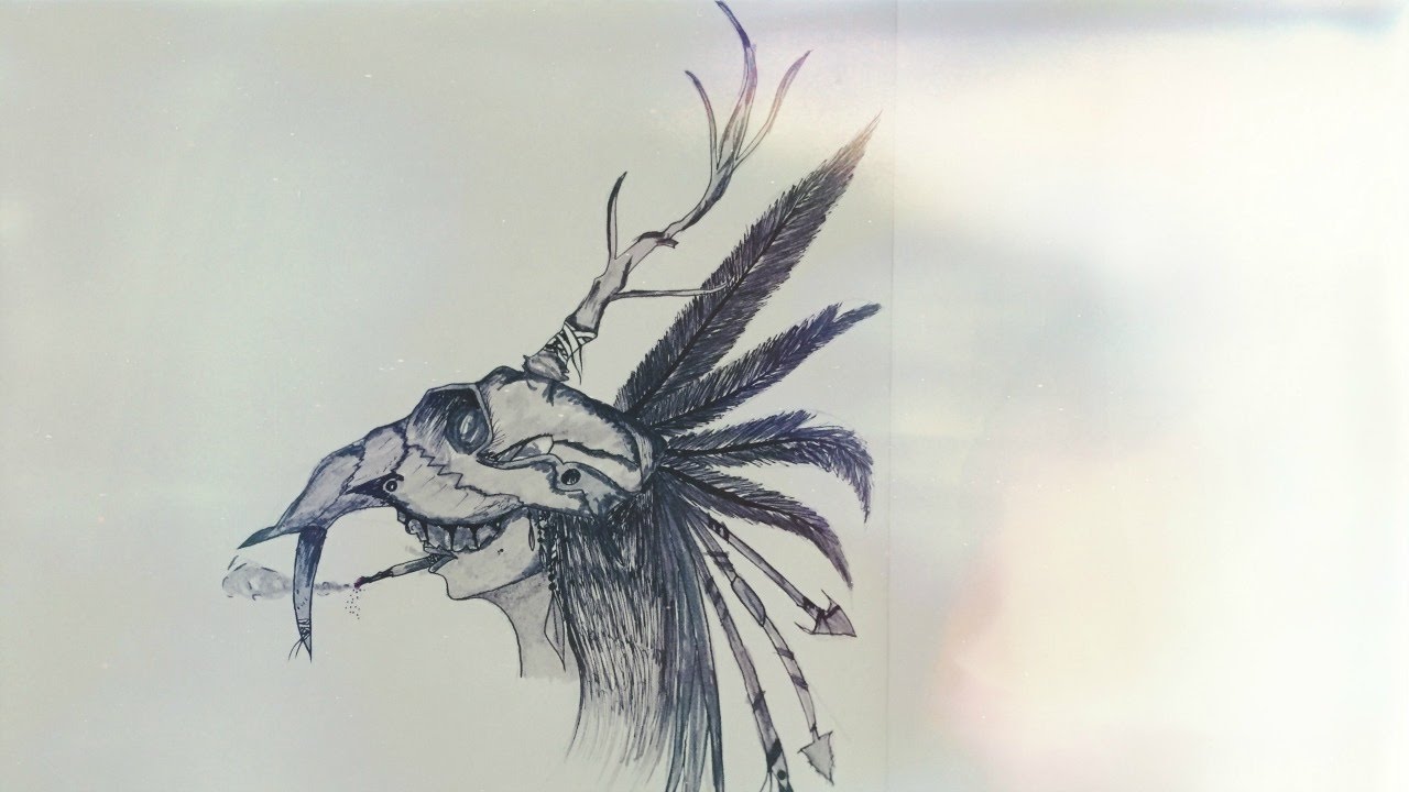 1280x720 Deer Skull Girl - Deer Skull Sketch