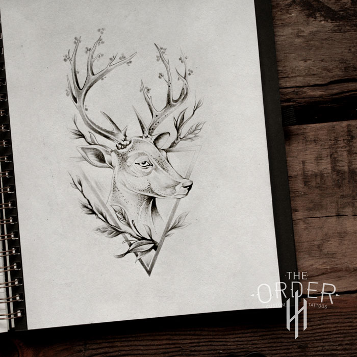700x700 Deer Sketch - Deer Tattoo Sketch