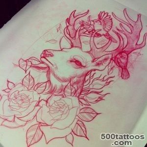 300x300 Deer Tattoo Designs, Ideas, Meanings, Images - Deer Tattoo Sketch