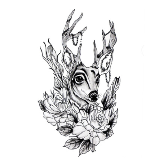 529x529 Deer Tattoo Designs For Women Pretty Tattoos Stickers 4 In One - Deer Tattoo Sketch