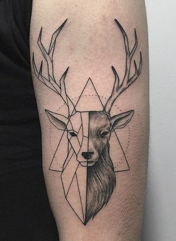 600x819 145 Of The Most Sacred And Eye Catching Geometric Tattoo Designs - Deer Tattoo Sketch
