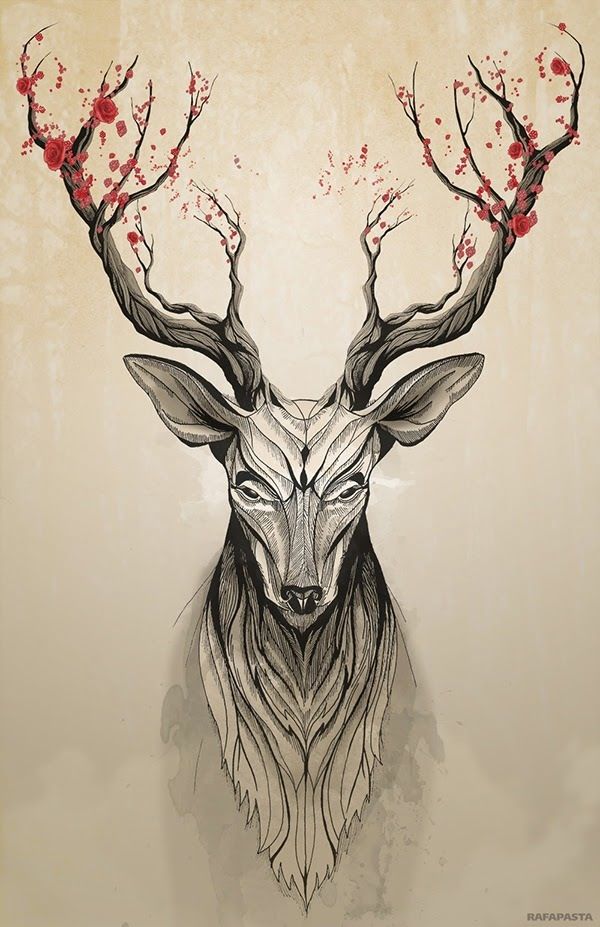 600x927 Pack Pareja De Grandes (A Elegir Libremente) Tatoos - Deer Tattoo Sketch