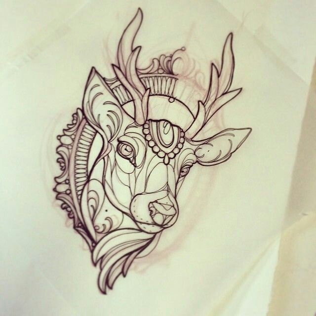 640x640 Pin By Lucaarts On Drawings Tattoo, Neo Traditional - Deer Tattoo S...