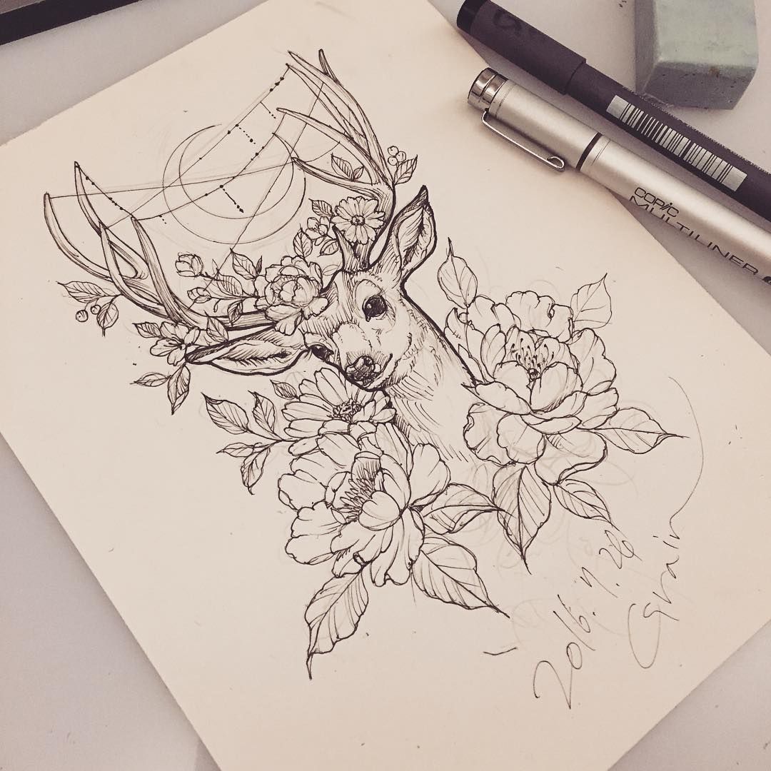 1080x1080 Sarved! Lt3 Tattoo - Deer Tattoo Sketch