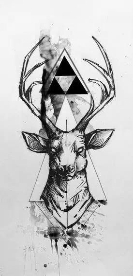 275x567 Deer - Deer Tattoo Sketch