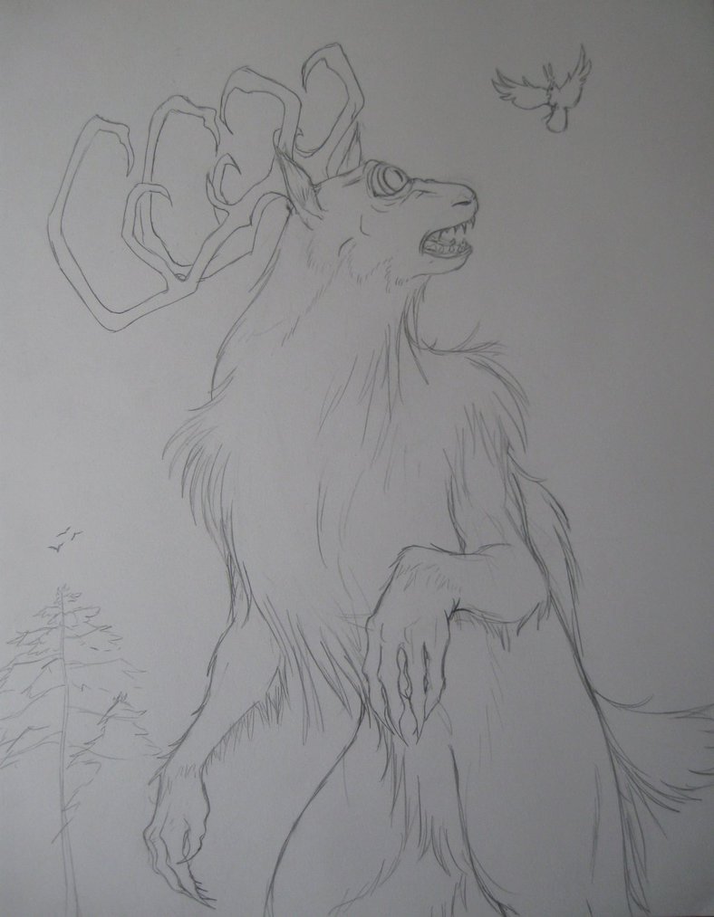 788x1013 Deerclops Sketch Wip By Fullmetaldevil - Deerclops Figure Sketch