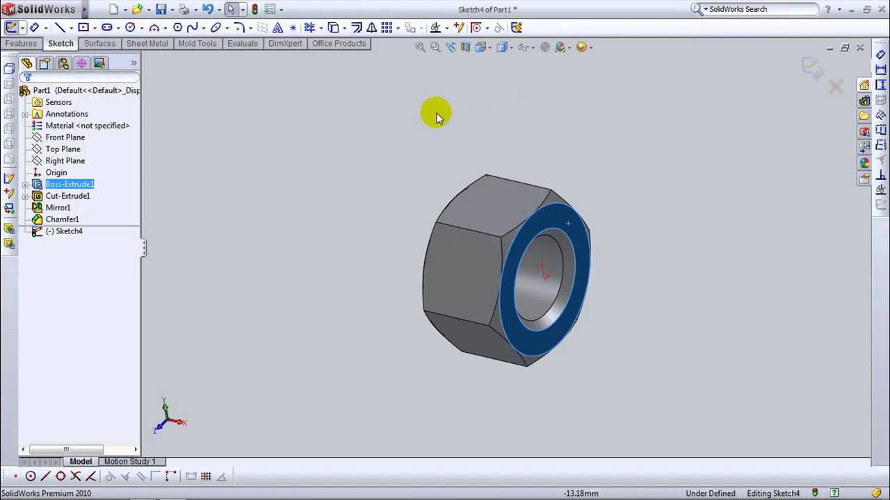 1280x720 How To Draw A Nut In A Fully Define Sketch - Define Sketch