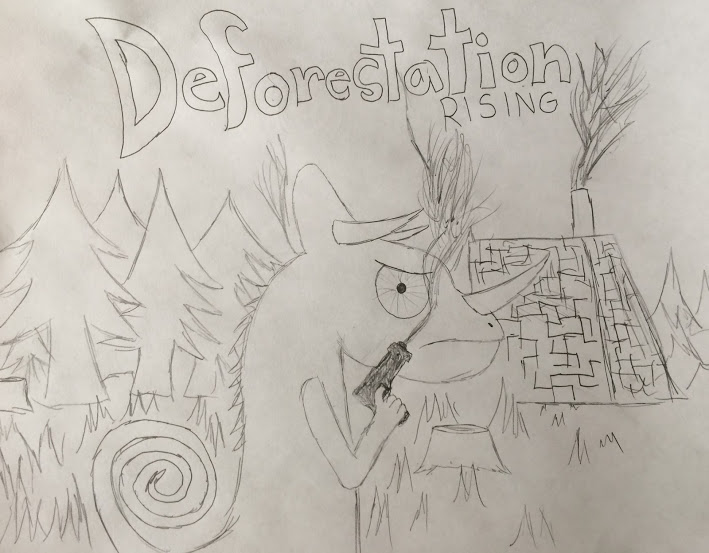 709x553 Deforestation Rising By Giothemelon - Deforestation Sketch