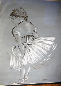 212x300 Edgar Degas Ballerina Study Fine Chalk Drawing W Pastel, Print - Degas Ballerina Sketch