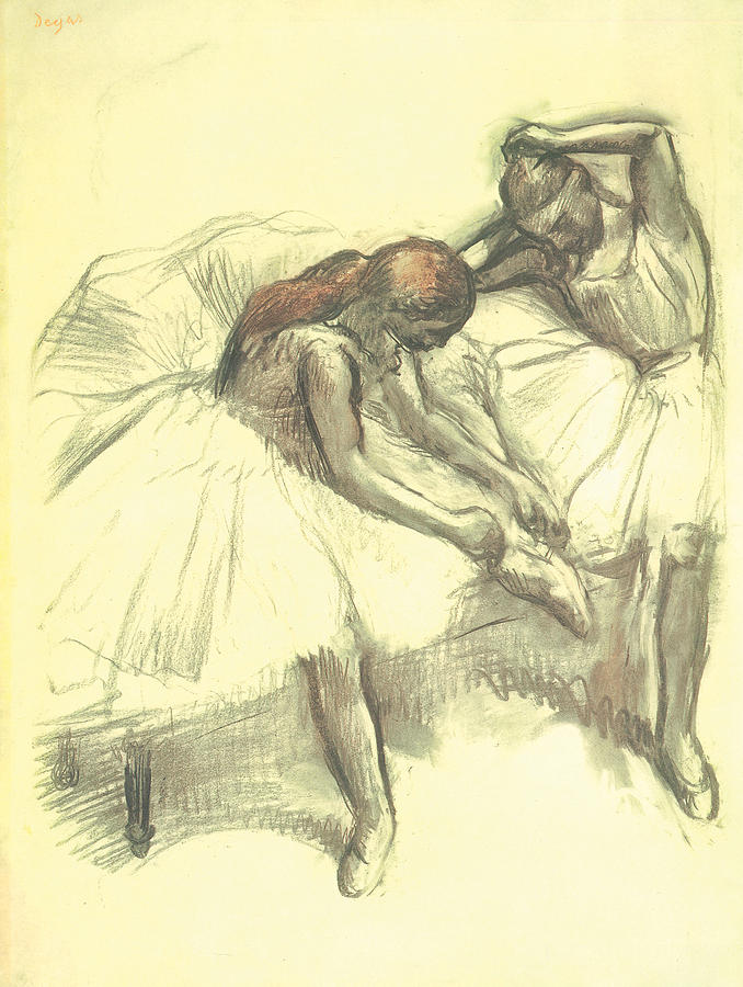 678x900 Two Dancers Drawing By Edgar Degas - Degas Ballerina Sketch