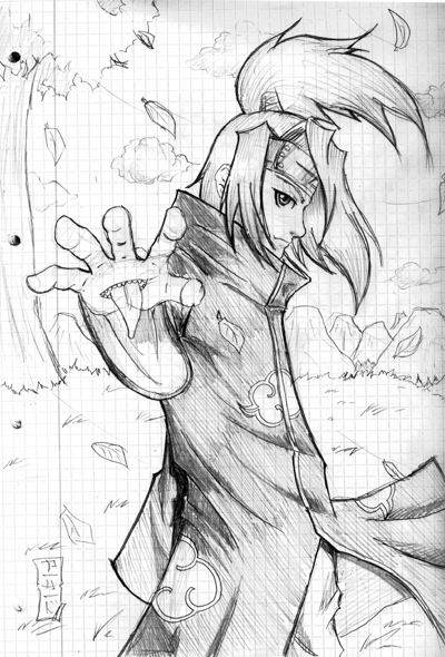 400x590 Deidara Sketch By Shippuuden Club - Deidara Sketch