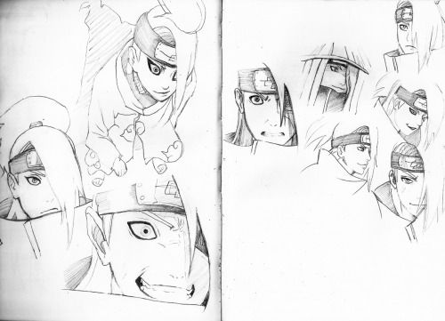 500x361 Deidara Sketches Deidara Sketches And Naruto - Deidara Sketch