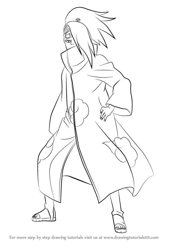 596x842 Learn How To Draw Deidara From Naruto (Naruto) Step By Step - Deidara Sketch