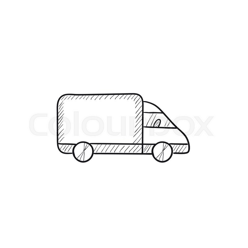 800x800 Delivery Truck Vector Sketch Icon Isolated On Background. Hand - Delivery Sketch
