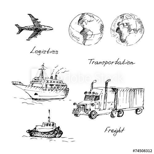 500x500 Hand Drawn Logistics And Delivery Sketch. - Delivery Sketch