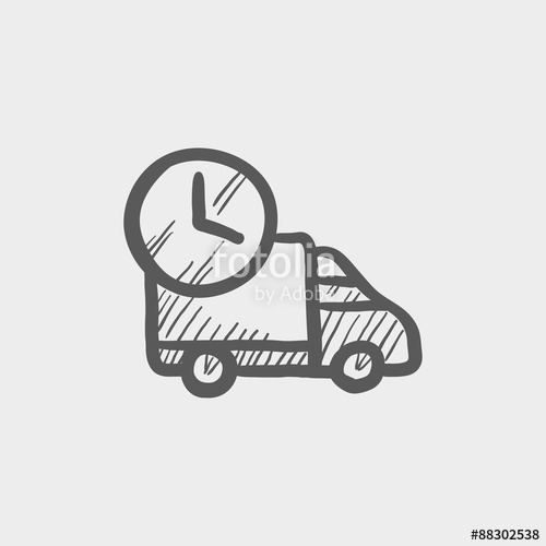500x500 On Time Delivery Van Sketch Icon Stock Image And Royalty Free - Delivery Sketch