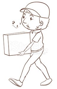 193x299 Plain Sketch Of A Delivery Man Premium Clipart - Delivery Sketch