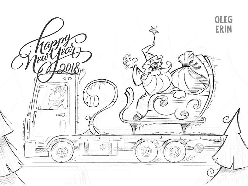 800x600 New Year, Drawing, Sketch, Claus, Christmas, Merry, Shipping - Delivery Sketch