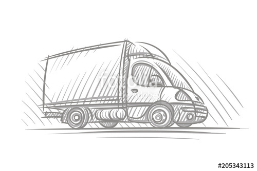 500x334 Delivery Truck Hand Drawn Sketch. Vector. Stock Image And - Delivery Truck Sketch