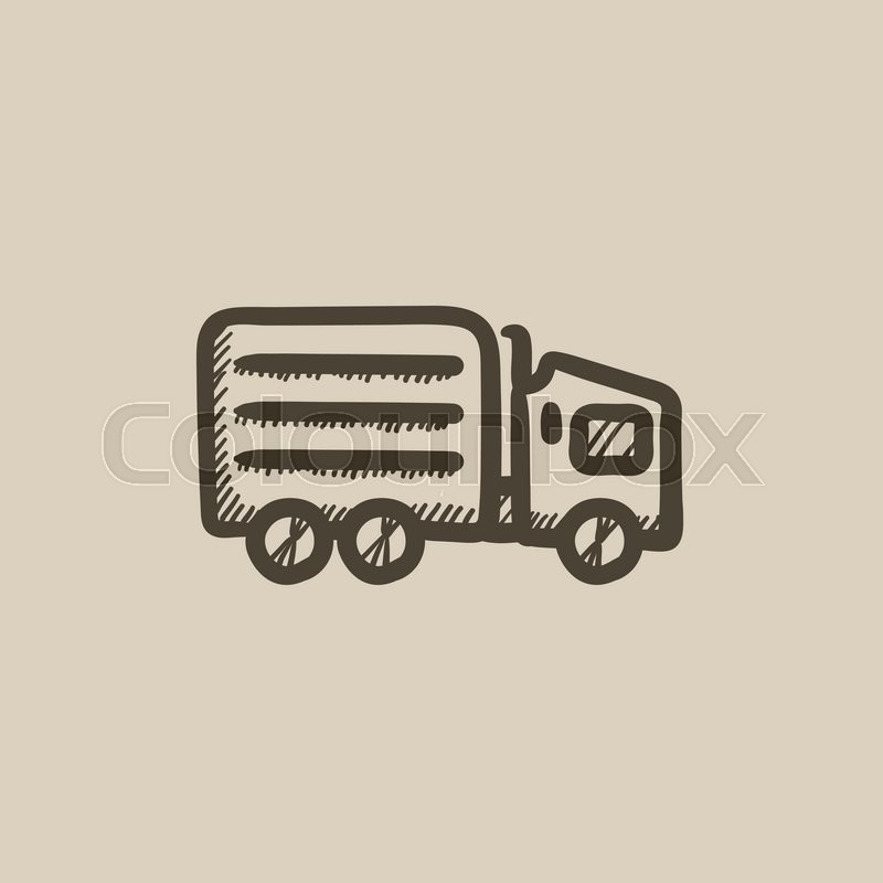 800x800 Delivery Truck Vector Sketch Icon Isolated On Background. Hand - Delivery Truck Sketch