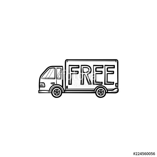 500x500 Free Delivery Truck Hand Drawn Outline Doodle Icon. Free Shipping - Delivery Truck Sketch