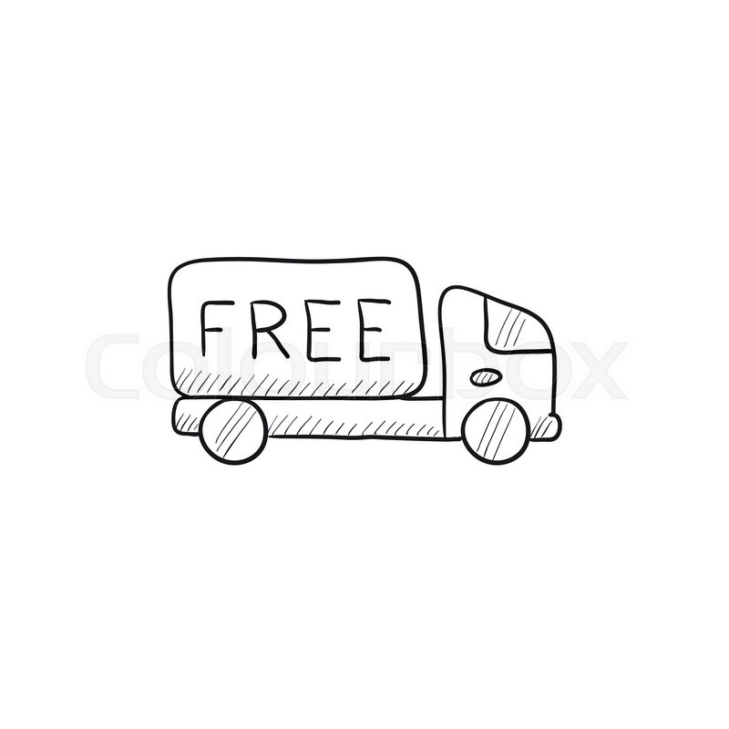 800x800 Free Delivery Truck Vector Sketch Icon Isolated On Background - Delivery Truck Sketch