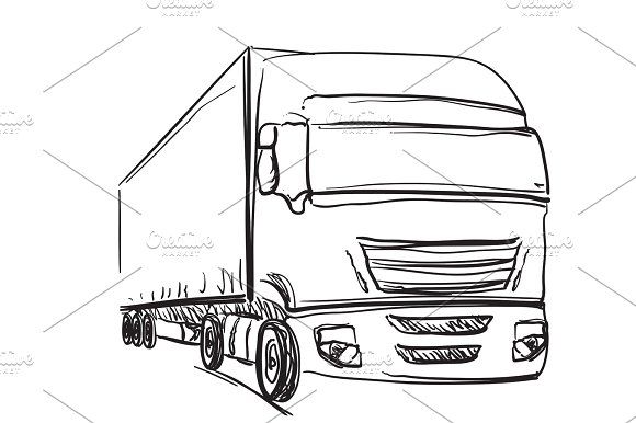 580x386 Sketch Logistics And Delivery Poster. Drawn Truck Sketches - Delivery Truck Sketch