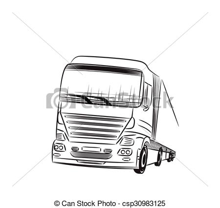 450x425 Truck Sketch. . Sketch Logistics And Delivery Poster. Hand Drawn - Delivery Truck Sketch