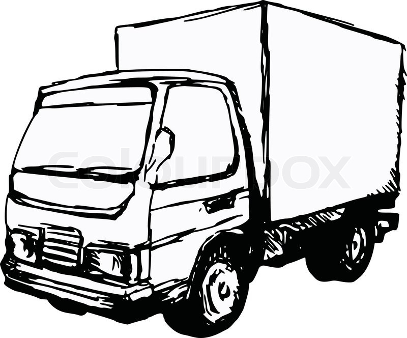 800x664 Collection Of Shipping Truck Drawing High Quality, Free - Delivery Truck Sketch