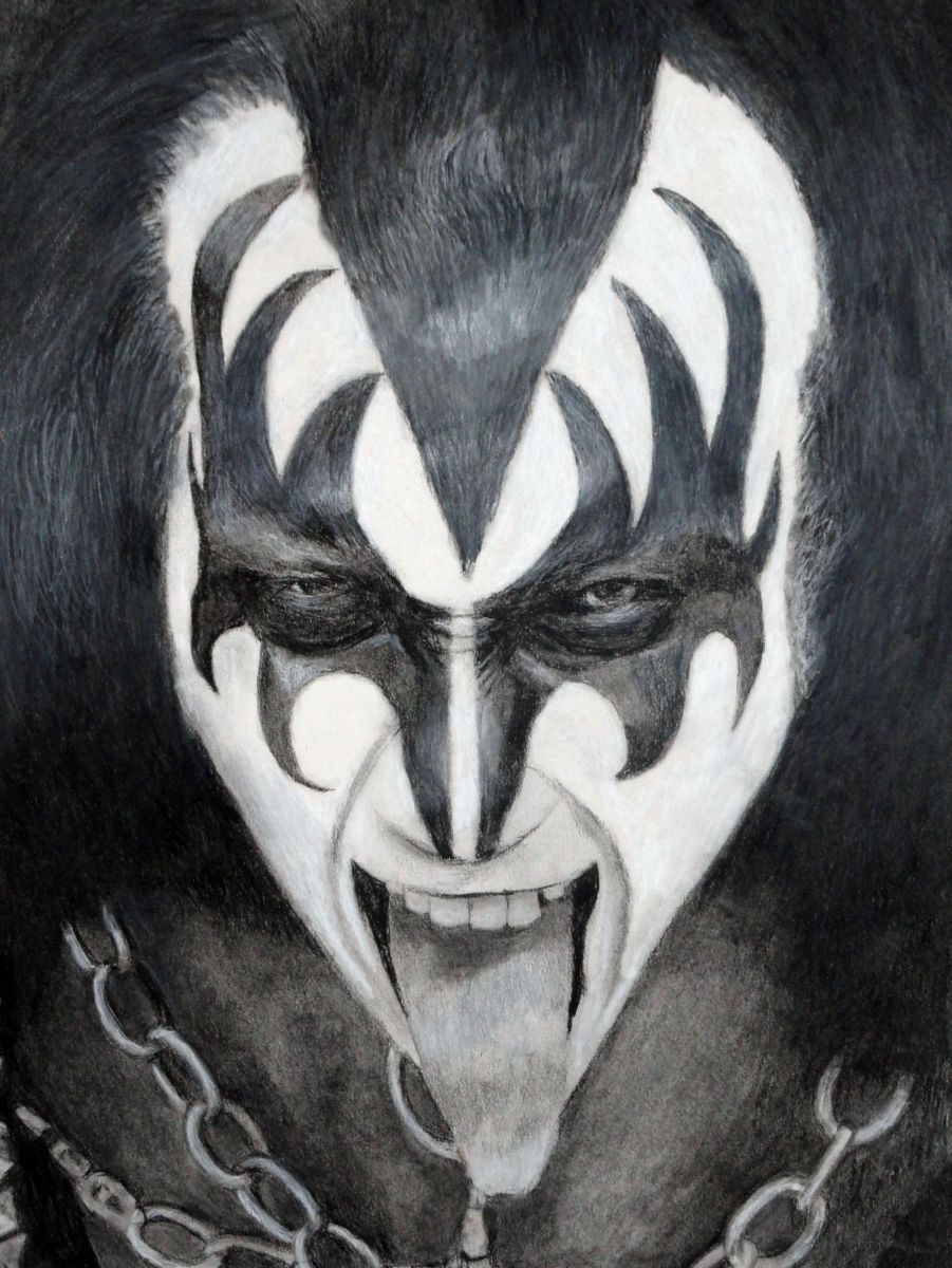 901x1200 Gene Simmons - Demon Face Sketch