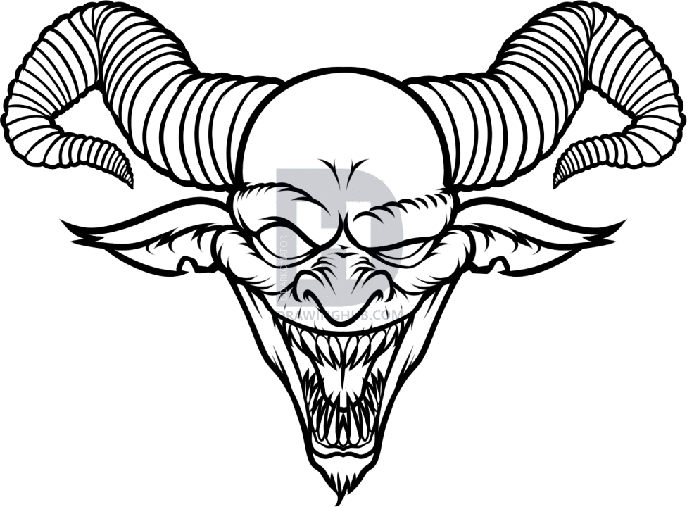 976x720 How To Draw A Demon Face, Step By Step, Drawing Guide, By - Demon F...