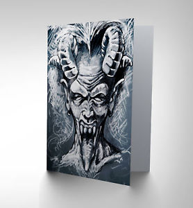 278x300 New Fantasy Demon Face Sketch Blank Greetings Birthday Card Art - Demon Face Sketch