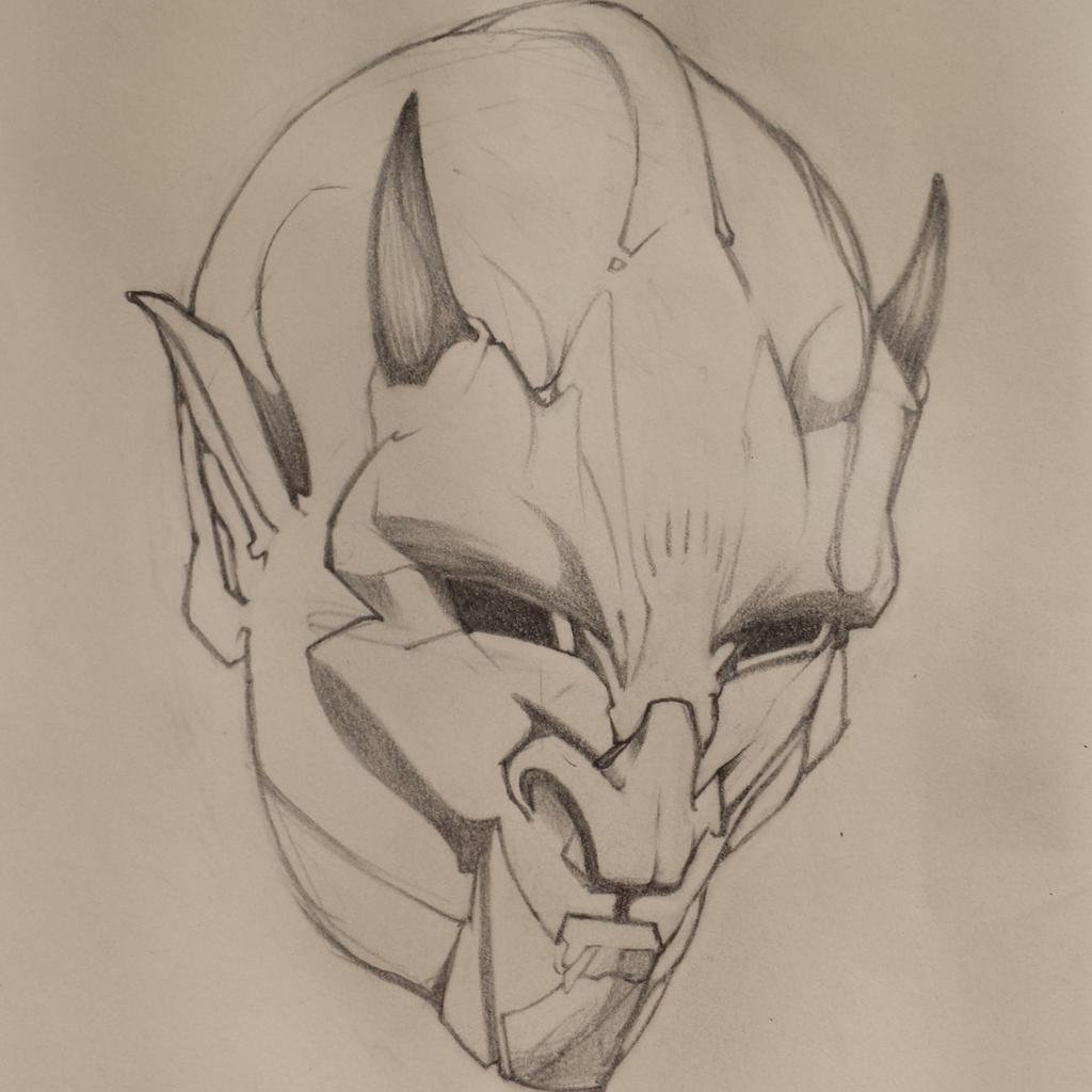 1024x1024 William Wooten On Twitter - Demon Face Sketch
