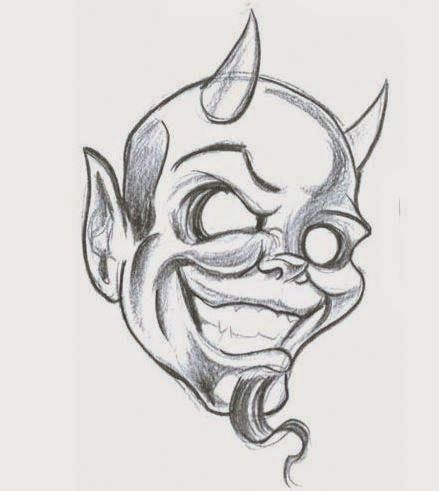 439x491 Collection Of Crawling Demon Face Tattoo Design - Demon Face Sketch