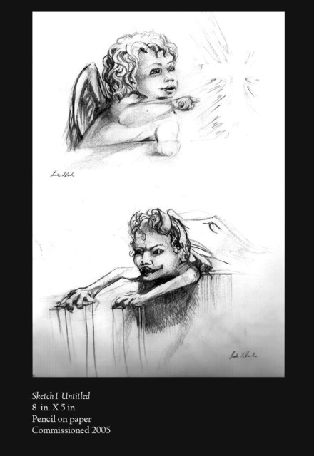 440x640 Leah Rush Artwork Angel And Demon Sketch Original Drawing - Demon Pencil Sketch