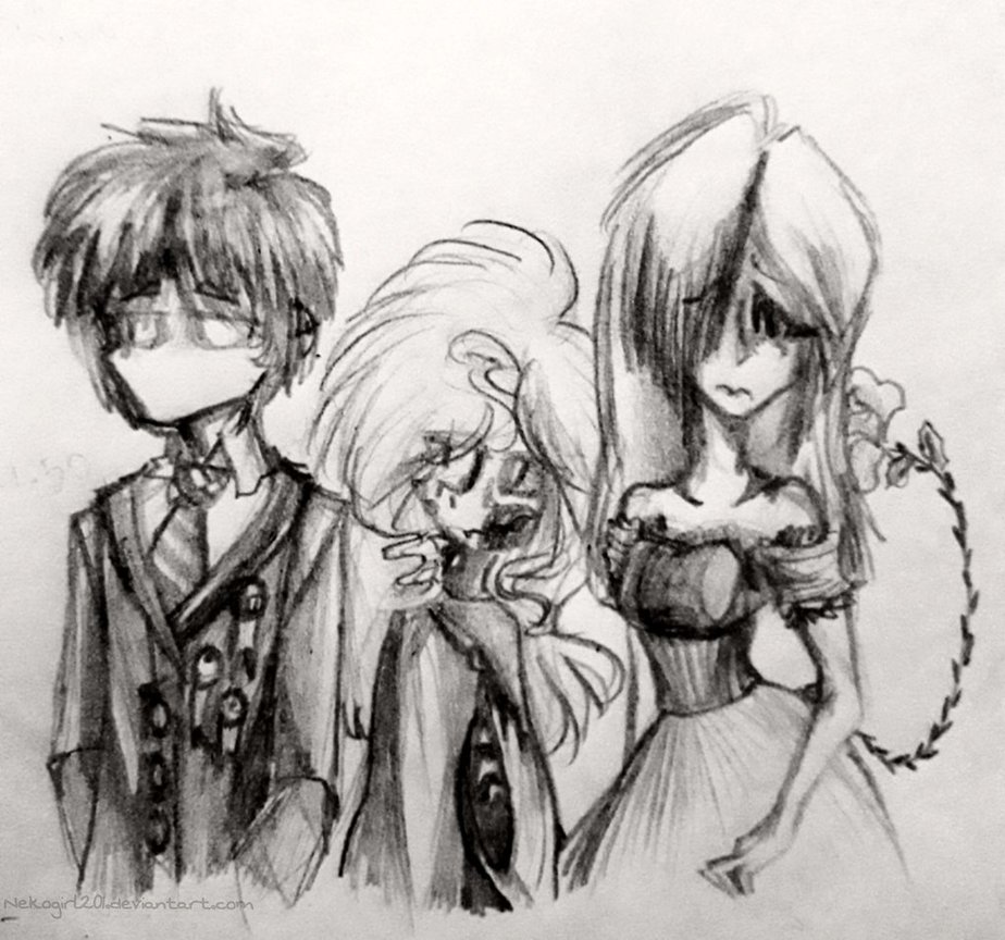 924x864 Those Three Demons . Pencil Sketch By Nekogirl201 - Demon Pencil Sketch