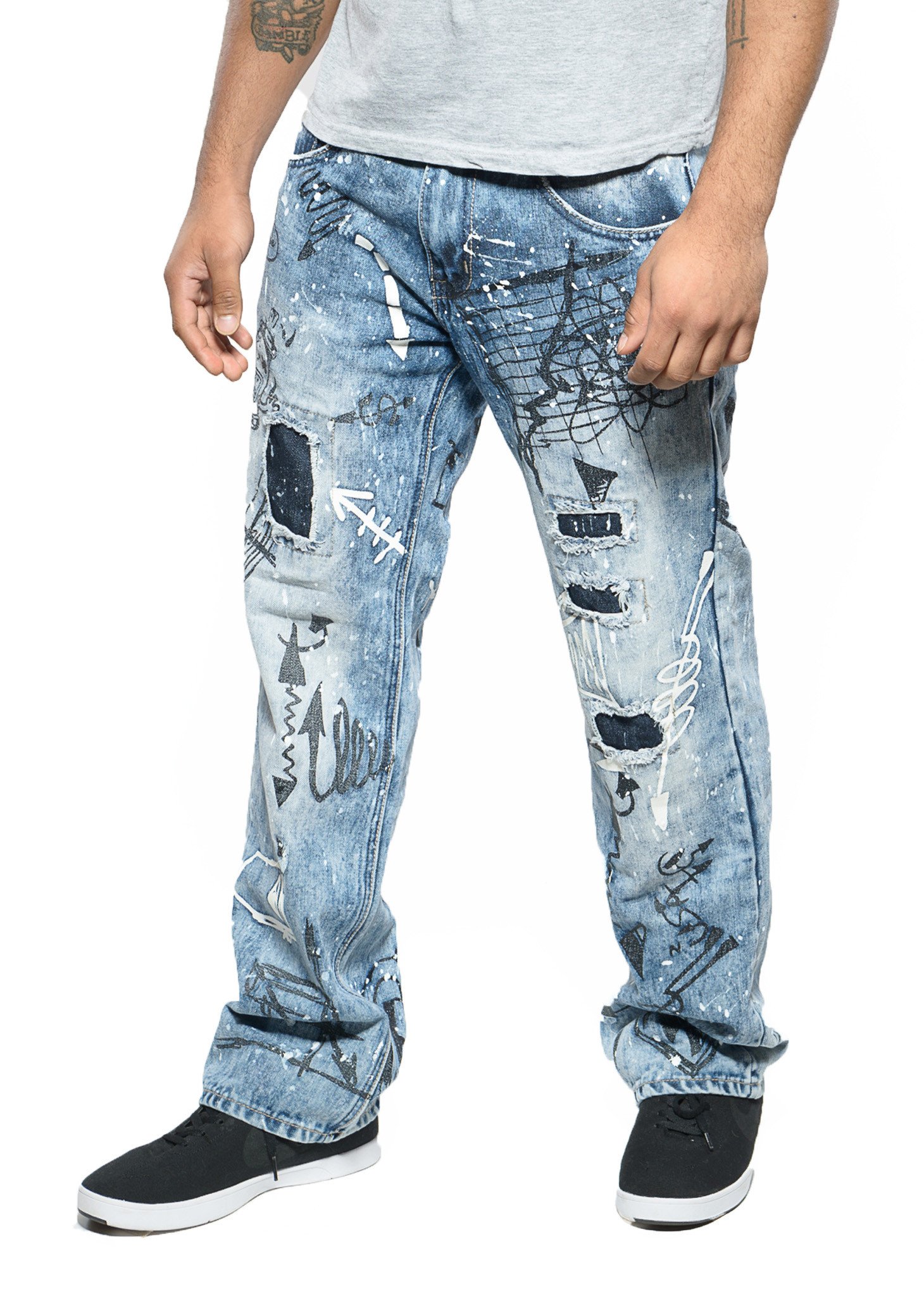 1460x2048 Straight Fit Sketch Art Distressed Jeans Royal Apparel - Denim Sketch