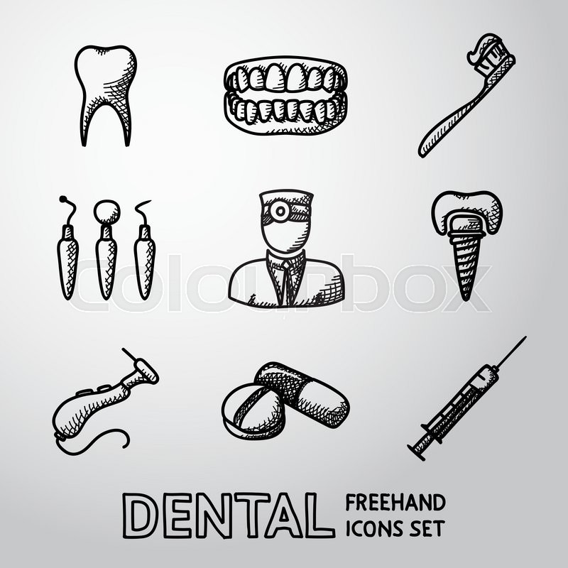 800x800 Dental Handdrawn Icons Set With - Dentist Sketch