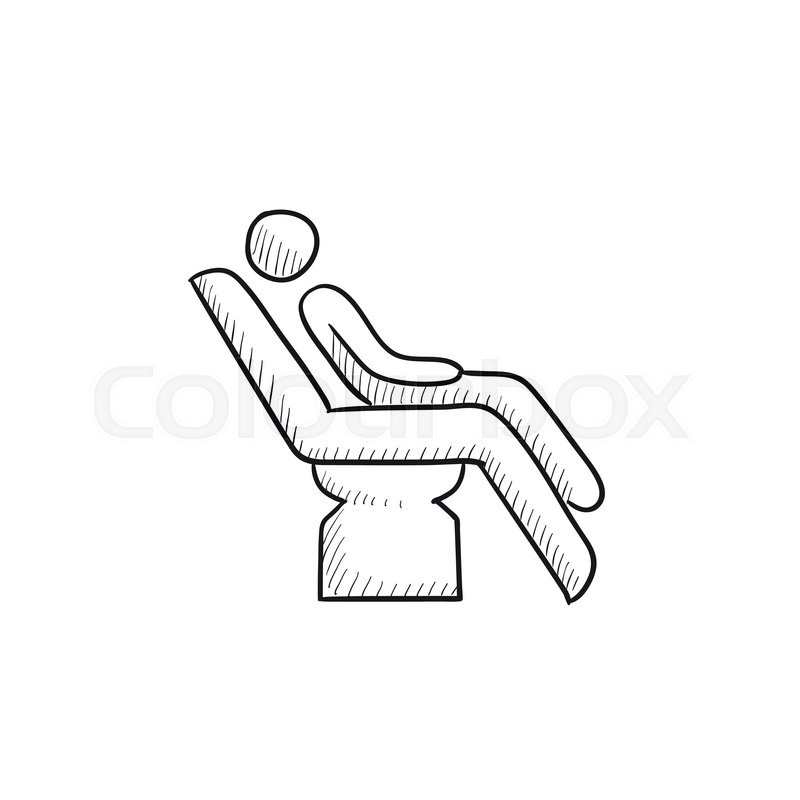 800x800 Man Sitting On Dental Chair Vector Sketch Icon Isolated On - Dentist Sketch