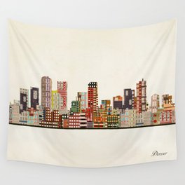 264x264 Denver Wall Tapestries Society6 - Denver Skyline Sketch