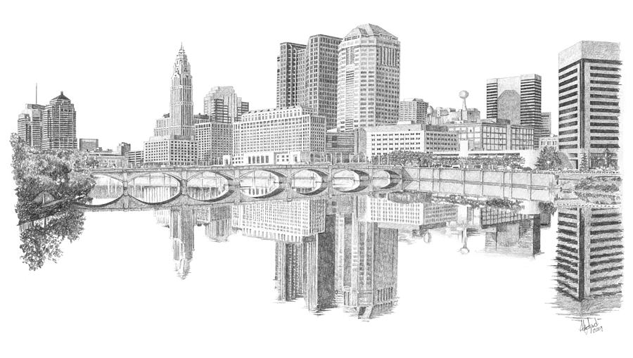 900x509 Skyline Drawing Image Group - Denver Skyline Sketch